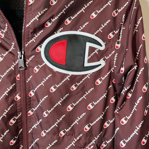 Champion Diagonal Script Satin Varsity Baseball Maroon Jacket Size Small - Picture 3 of 9
